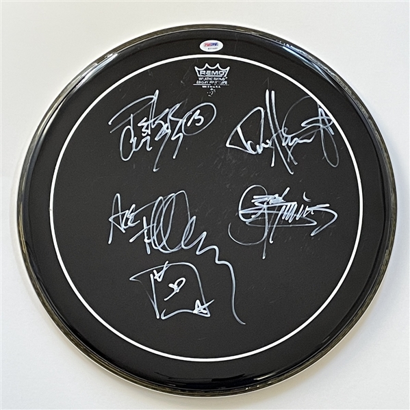 KISS Band Signed & Stage Used Drumhead PSA