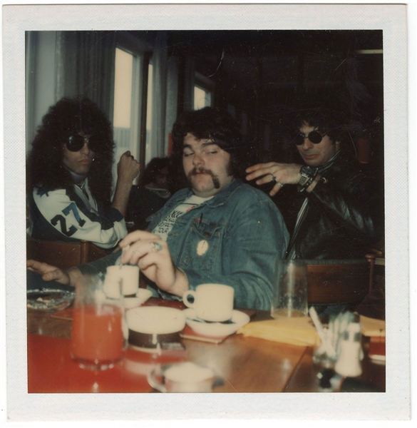 KISS Original Vintage Polaroid Photo taken by Ace Frehley of Paul Stanley with Kiss Security Bodyguards John Harte & Rick Stuart Europe 1976