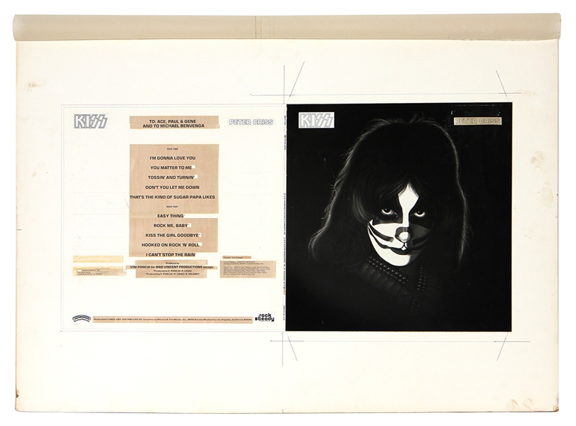 KISS 1978 Peter Criss Solo Album Cover Working Mechanical Production Layout Proof Designed by Dennis Woloch