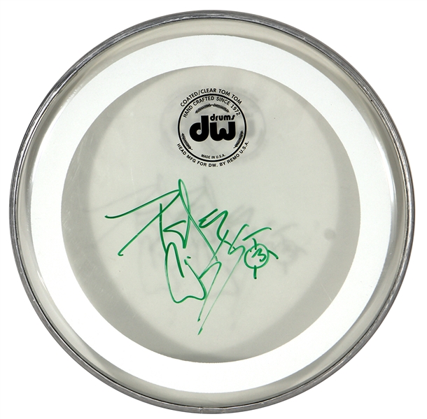 KISS Peter Criss Autograph Signed in Green 10" DW Drums Drumhead