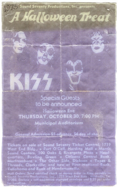 KISS 1975 Nashville Concert Poster