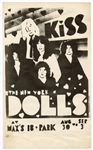 KISS Hotter Than Hell Tour & New York Dolls Aug 30 to Sep 3, 1974 Max's Kansas City, New York Concert Poster -- Shows Never Happened