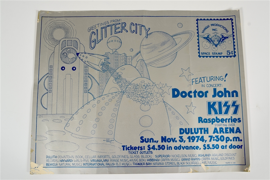 KISS Hotter Than Hell Tour Glitter City Concert Poster November 3, 1974 Duluth, Minnesota