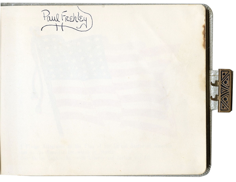 KISS Ace Frehley 1964-1969 School Classmate Autograph Book -- contains 1960s Paul Frehley Autograph on inside back cover -- formerly owned by Ace