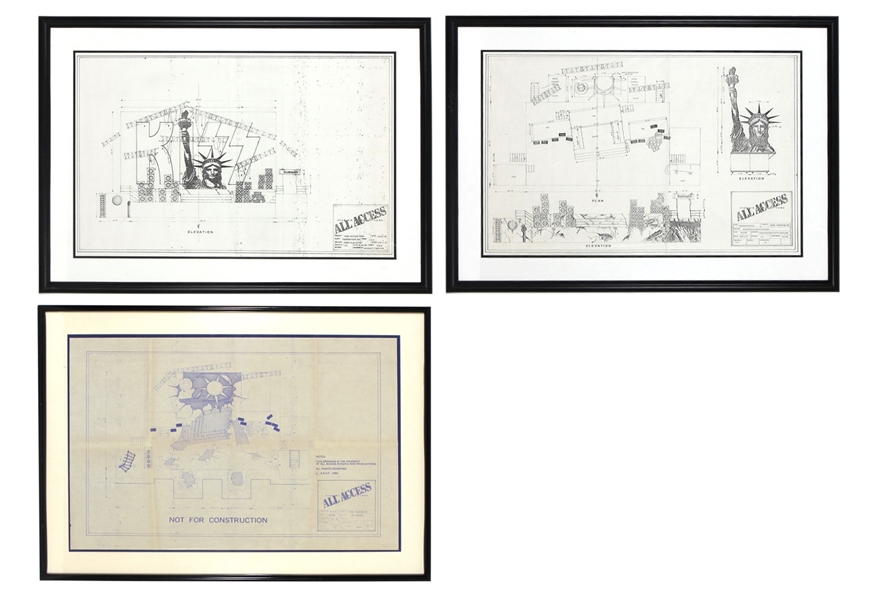 KISS Revenge Tour 1992 Concert Tour Stage Design Blueprints 3 Piece Set -- From the 2001 Official Kiss Auction