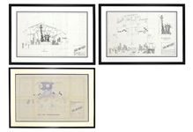 KISS Revenge Tour 1992 Concert Tour Stage Design Blueprints 3 Piece Set -- From the 2001 Official Kiss Auction