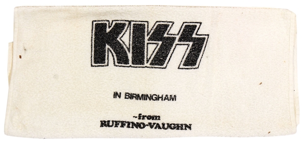 KISS Promo Ruffino-Vaughn Productions Promotional Towel for Birmingham, Alabama Concert 1977 or 1979 Tour