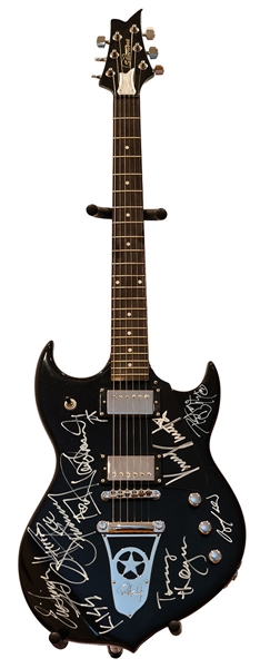 KISS Band Signed Silvertone Guitar (8 Signatures) Every Band Member JSA