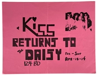 KISS 1973 The Daisy, Amityville, Long Island, New York Concert Handbill Flyer -- formerly owned by Ace Frehley
