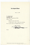 Cartoonist Paul Conrad Signed Letter