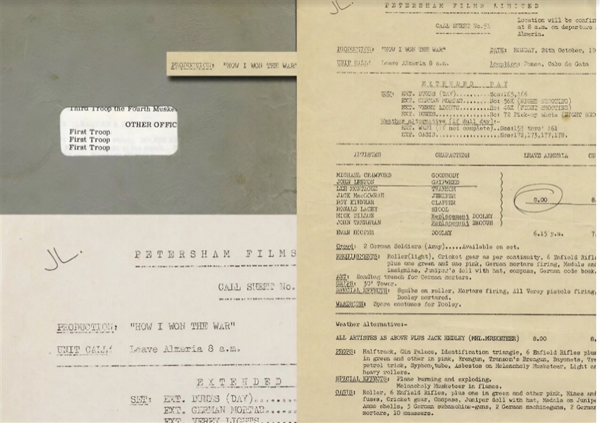 John Lennons Personally Owned, Used & Hand Annotated How I Won the War Script