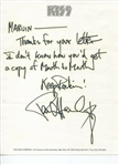 KISS Paul Stanley Handwritten & Signed Letter on KISS Stationary 