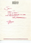 KISS Gene Simmons Handwritten & Signed Letter with Envelope 