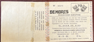 KISS Incredible Oversized Full Ticket from Argentina 8-19-83 Show Creatures of the Night Tour