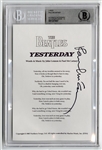 Paul McCartney Signed "Yesterday" Lyric Sheet (Beckett Auto Grade 10)