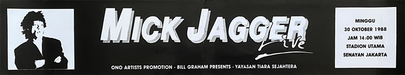 Mick Jagger Live In Senayan, Jakarta October 30th, 1988 Collection of Memorabilia