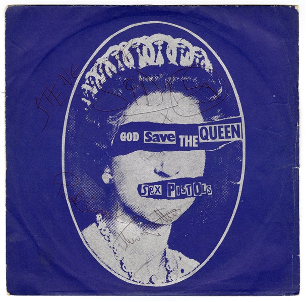 Sex Pistols Band Signed “God Save The Queen” 45 with Sid Vicious