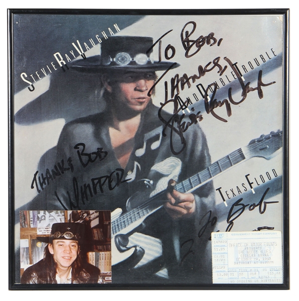Stevie Ray Vaughan and Double Trouble Signed "Texas Flood" Debut Album Flat JSA & REAL