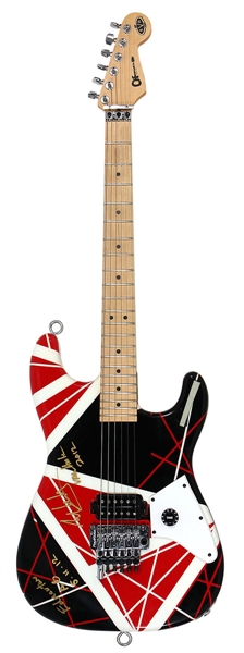 Eddie Van Halen Stage Played & Signed Red & White Striped Charvel Guitar