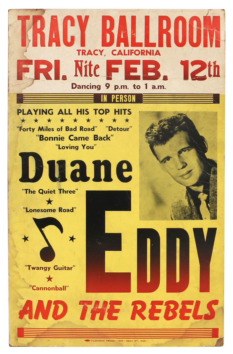 Duane Eddy and The Rebels Original Cardboard Concert Poster in Circa ...