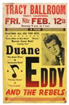 Duane Eddy and The Rebels Original Cardboard Concert Poster in Circa 1960