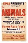 Eric Burdon Signed Original Animals Cardboard Concert Poster Circa 1960s