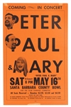 Peter, Paul & Mary Original 1964 Cardboard Concert Poster