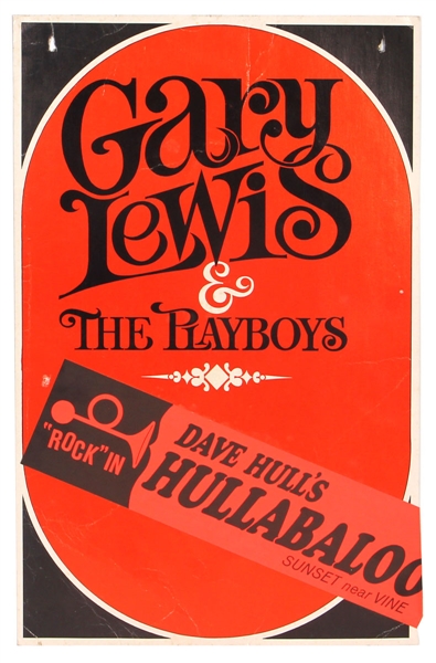 Gary Lewis & The Playboys Original Cardboard Concert Poster Circa 1965