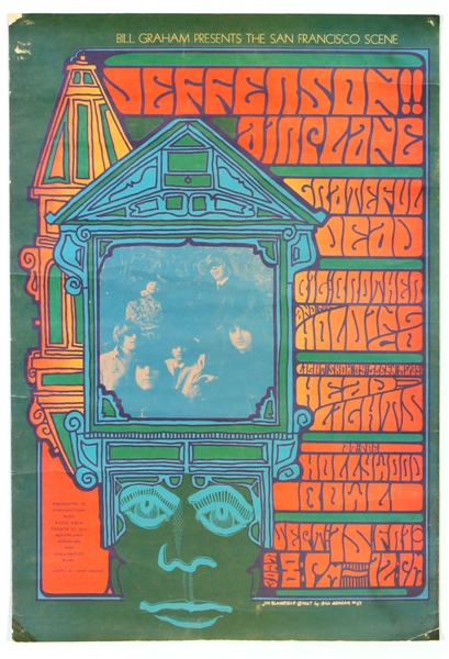 Jefferson Airplane/Grateful Dead/Big Brother (Janis Joplin) Original 1967 Concert Poster