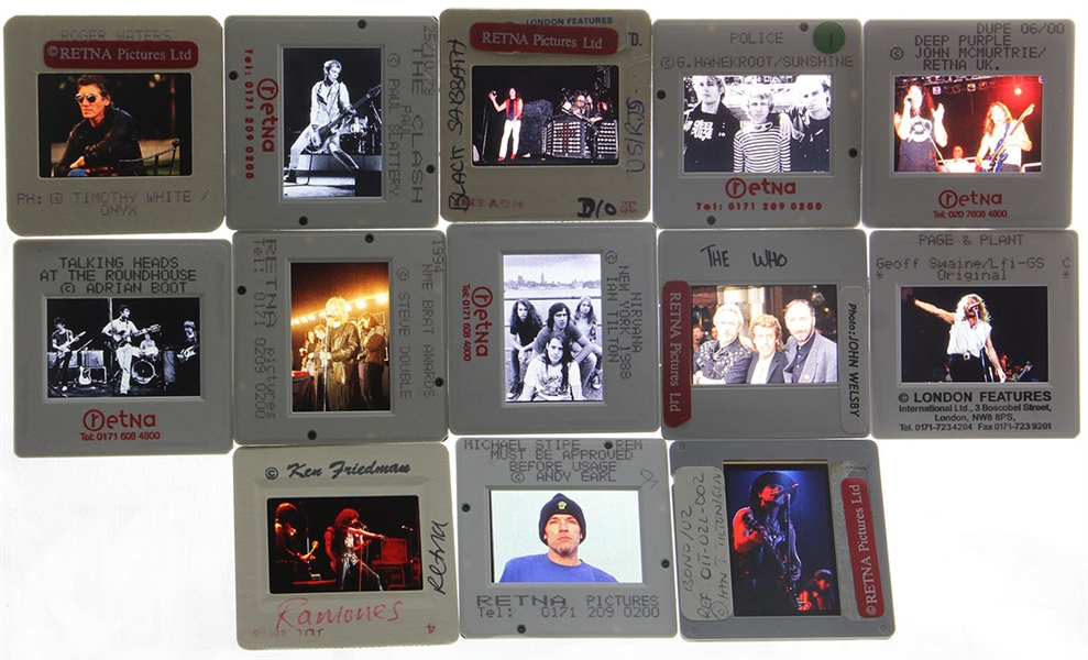 Original Rock & Roll Band Press Slides Featuring Led Zeppelin, Pink Floyd, Nirvana, Deep Purple and More