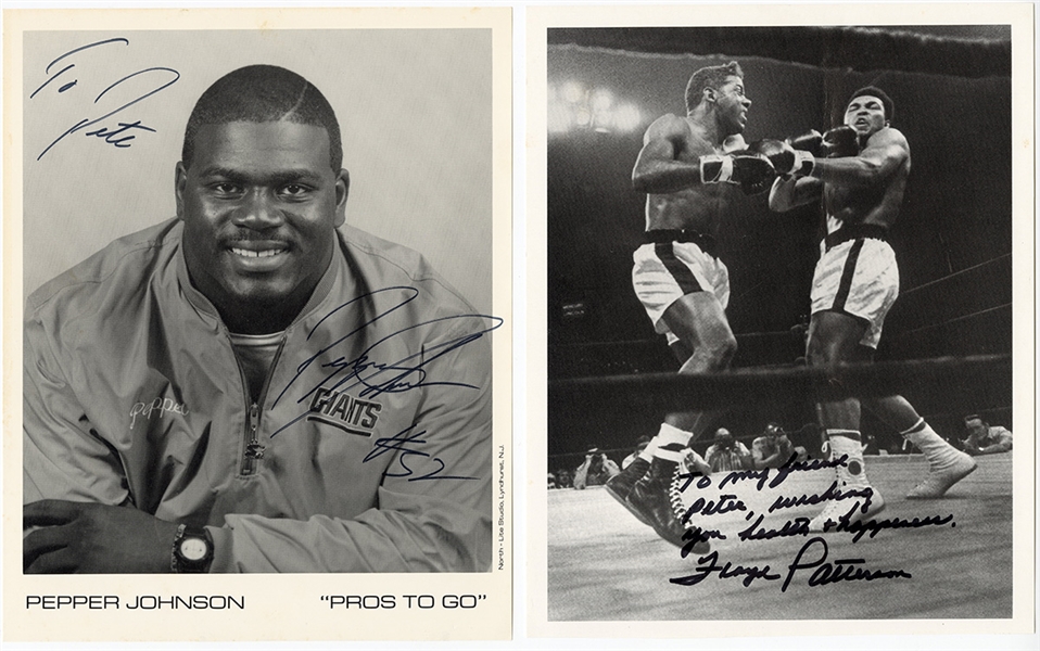 Sports Signed Photographs: Floyd Patterson, Pepper Johnson, Chris Chelios