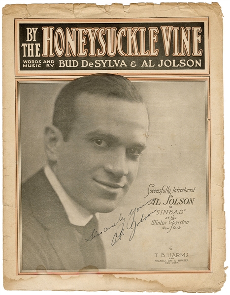 Al Jolson Signed "By The Honeysuckle Vine" Sheet Music