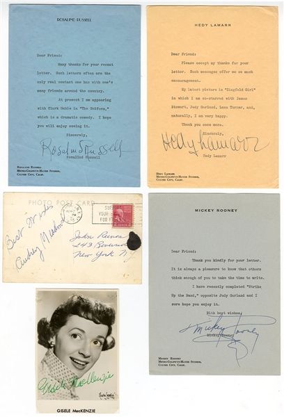 Lot of 5 Vintage Actor Signed Letters and Photographs