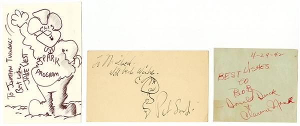 Lot of 3 Cartoonist Autographs (Clarence Nash Voice of Donald Duck)