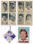 Lot of 4 Pieces of Vintage Baseball Cards & Ephemera (Mantle, Williams, Foxx, Grove)