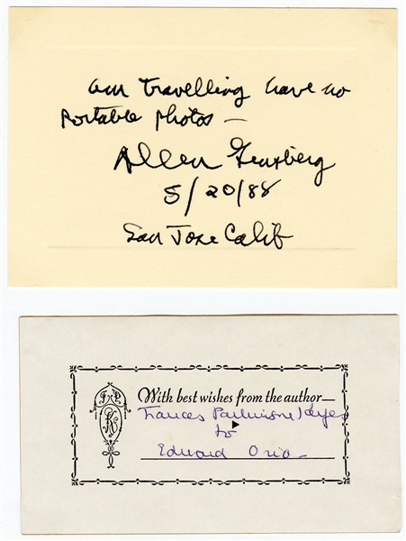 Lot of Allen Ginsberg and Frances Parkinson Keyes Signed Cards