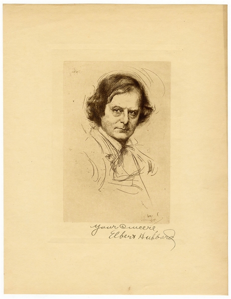 Author Elbert Hubbard Signed Sketch Print