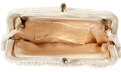 Elizabeth Taylor Owned and Used White Beaded Bag