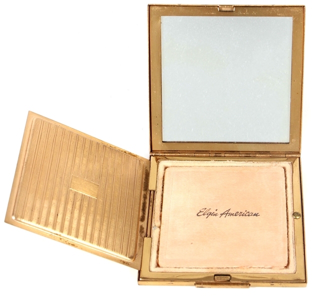 Betty Grable Owned & Used "Betty" Engraved Gold-Tone Compact