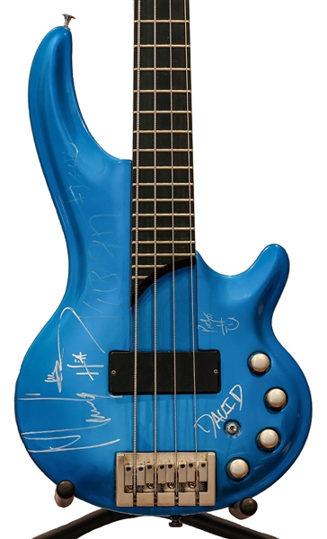 Korn Band Signed Electric Blue Bass Guitar JSA
