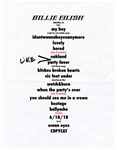 Billie Eilish Hand-Annotated Set List