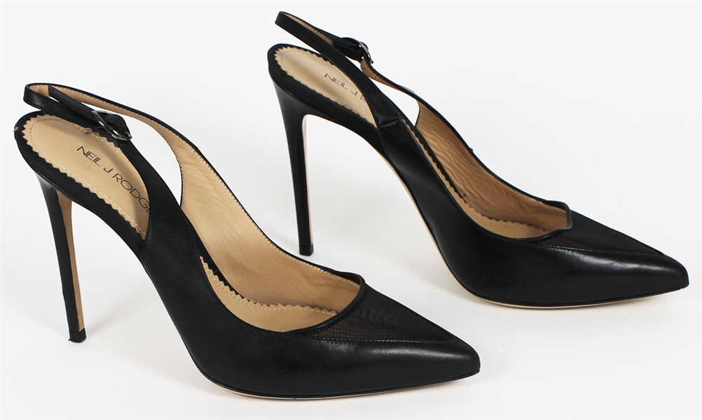 Lady Gaga Worn Neil J. Rodgers Black Leather Sling-Back Stiletto Shoes