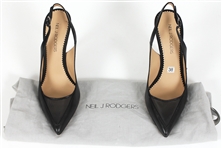 Lady Gaga Worn Neil J. Rodgers Black Leather Sling-Back Stiletto Shoes