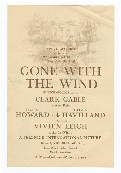 "Gone With the Wind" Vintage Original Movie Program