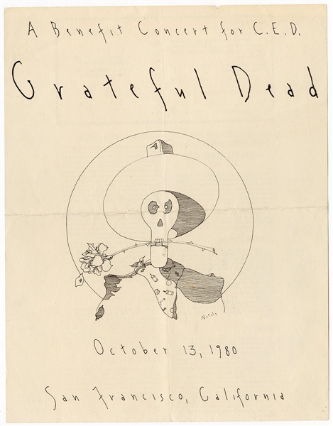Grateful Dead Rare 1980 Original Benefit Concert Flyer