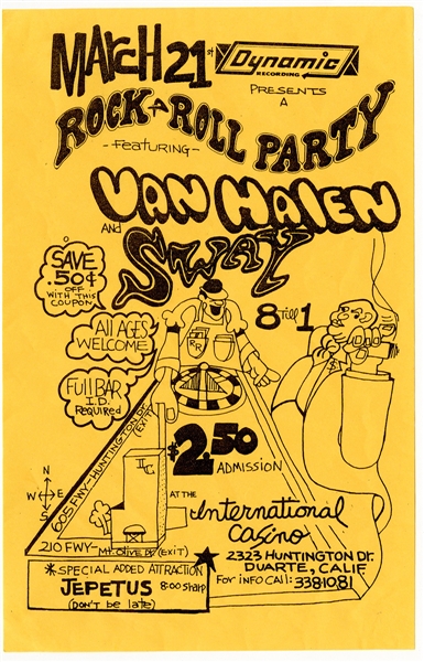 Van Halen Original 1976 International Casino Concert Flyer