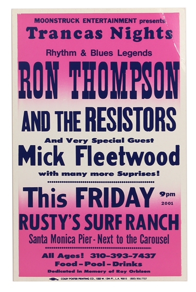 Mick Fleetwood (Fleetwood Mac) Original Cardboard Concert Poster