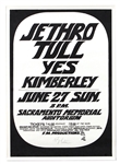Jethro Tull/Yes Original 1972 Concert Poster Signed by Randy Tuten