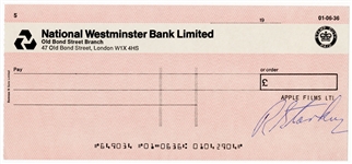 Ringo Starr (Richard Starkey) Signed Blank Bank Check