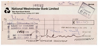 John Lennon Signed Bank Check